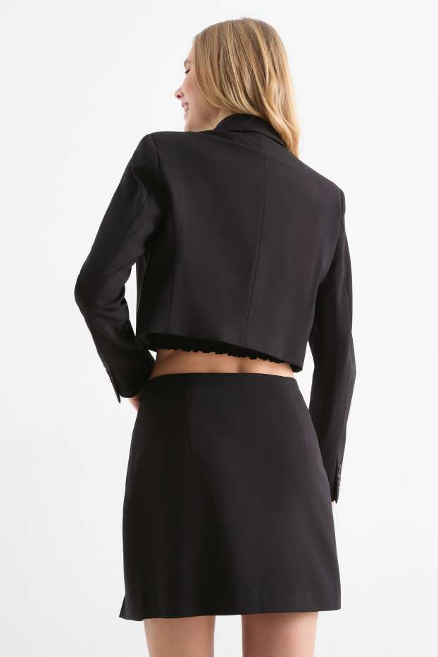 Damen - Crop Blazer - Relaxed Fit - schwarz