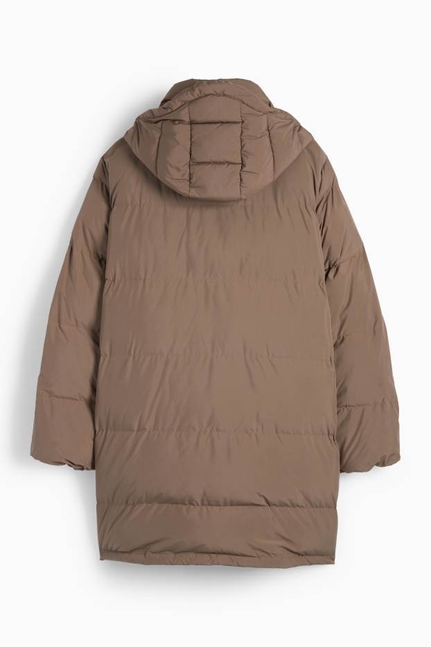 Damen - Steppjacke mit Kapuze - wasserabweisend - braun