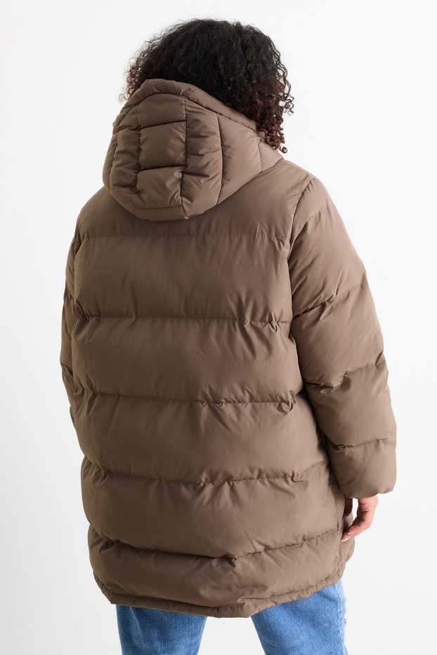Damen - Steppjacke mit Kapuze - wasserabweisend - braun