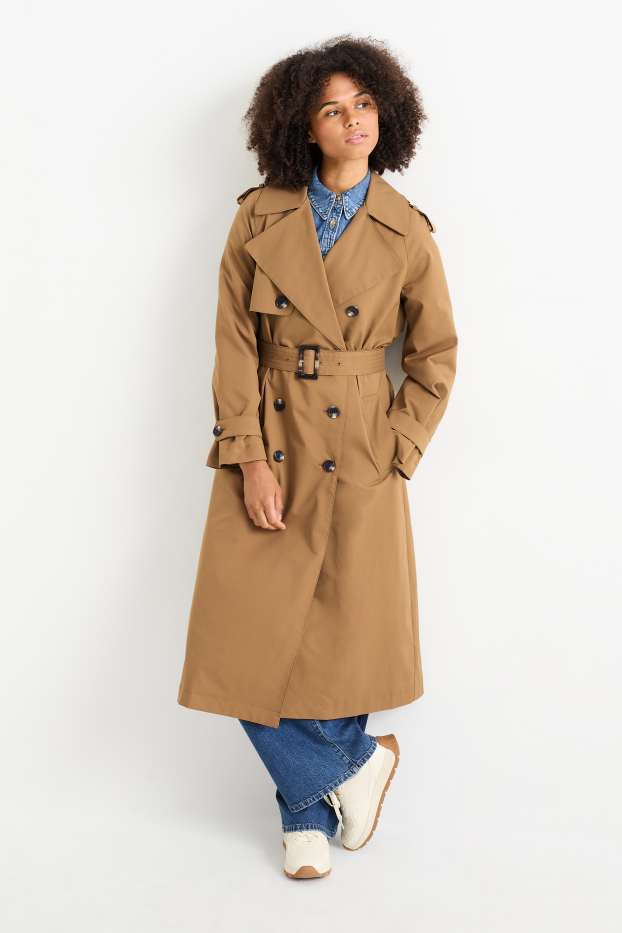 Dames - Trenchcoat met riem - waterafstotend - beige