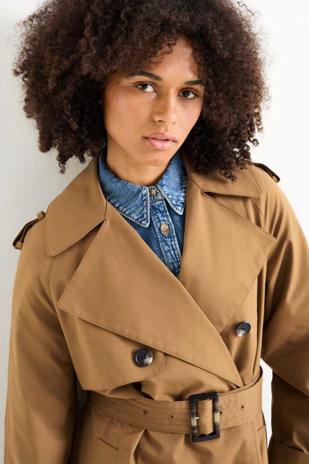 Dames - Trenchcoat met riem - waterafstotend - beige