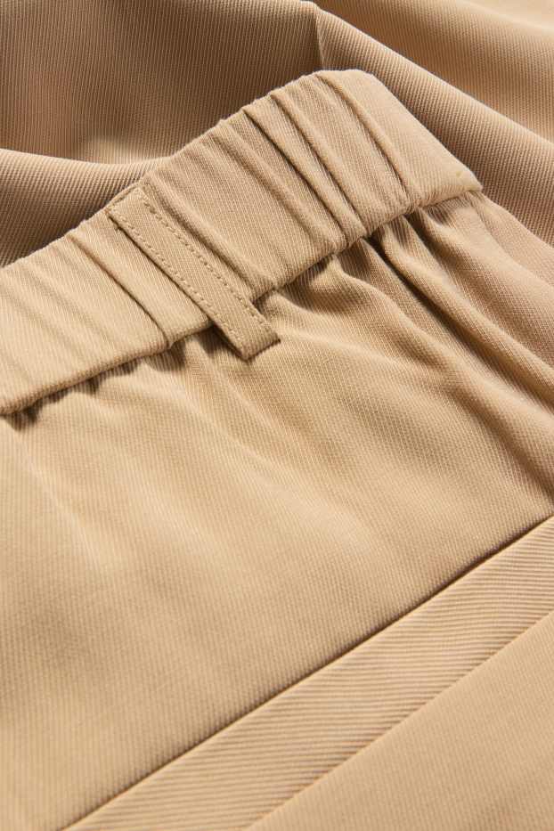 Dámské - Plátěné kalhoty - high waist - wide leg - béžová