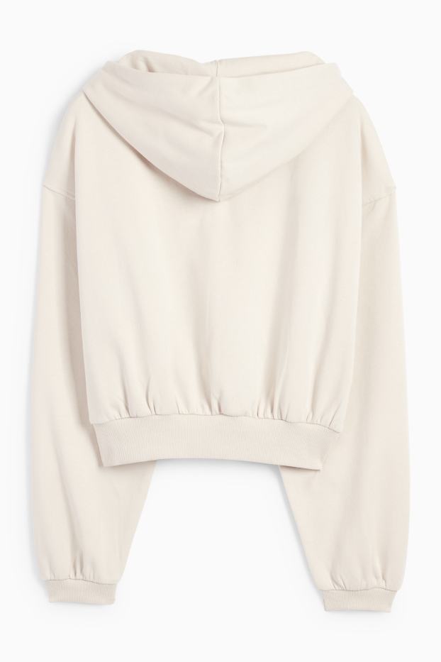 Femmes - Sweat court à capuche - blanc crème