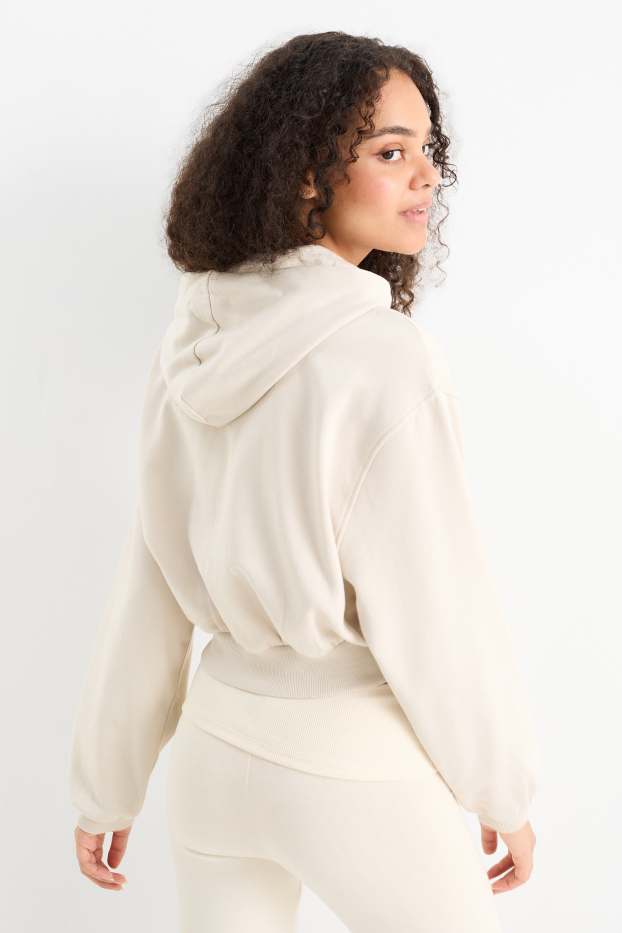 Femmes - Sweat court à capuche - blanc crème