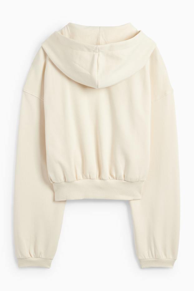 Femmes - Sweat court à capuche - beige clair