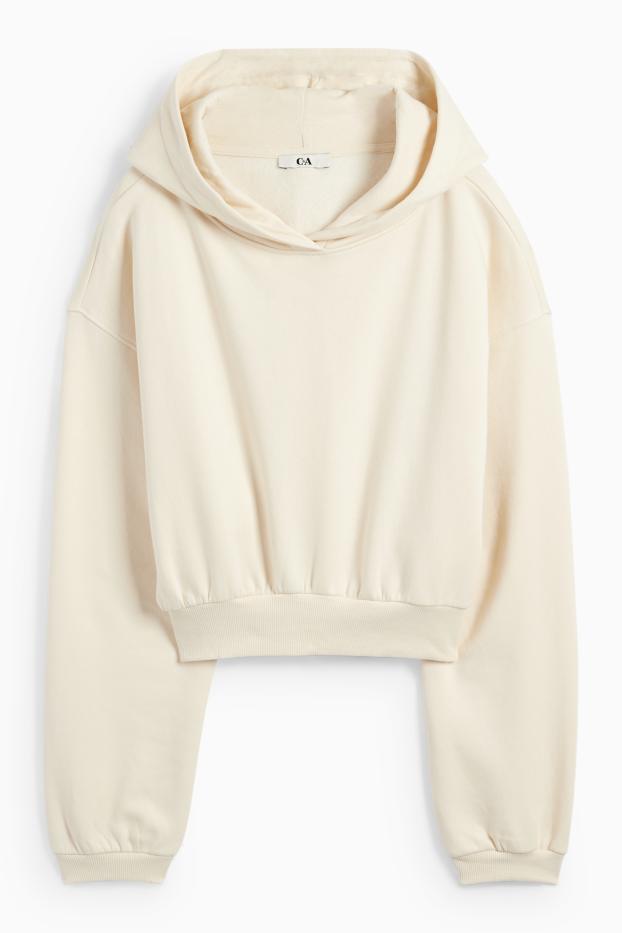 Femmes - Sweat court à capuche - beige clair