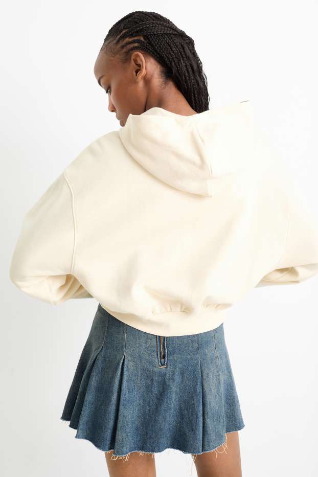 Femmes - Sweat court à capuche - beige clair