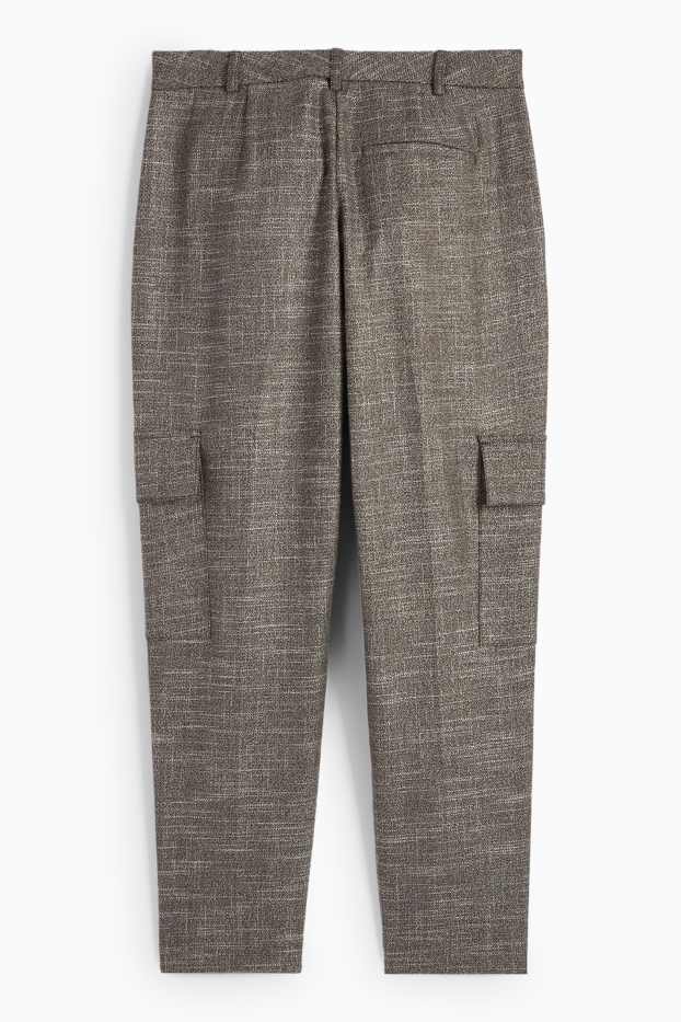 Femei - Pantaloni cargo - talie medie - tapered fit - gri-maro