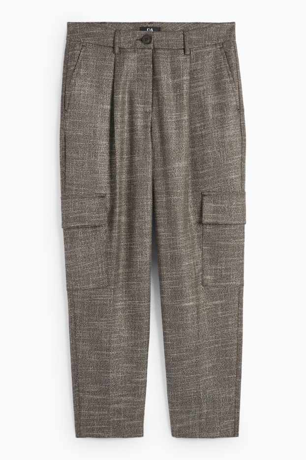 Femei - Pantaloni cargo - talie medie - tapered fit - gri-maro