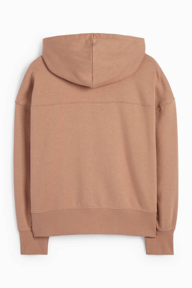 Damen - Basic-Sweatjacke mit Kapuze - hellbraun