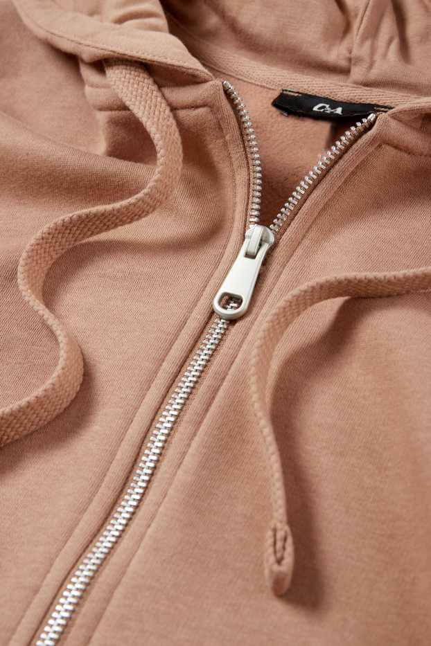 Damen - Basic-Sweatjacke mit Kapuze - hellbraun