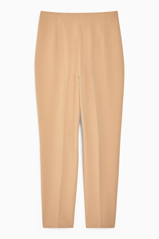 Women - Cloth trousers - high waist - tapered fit - light brown