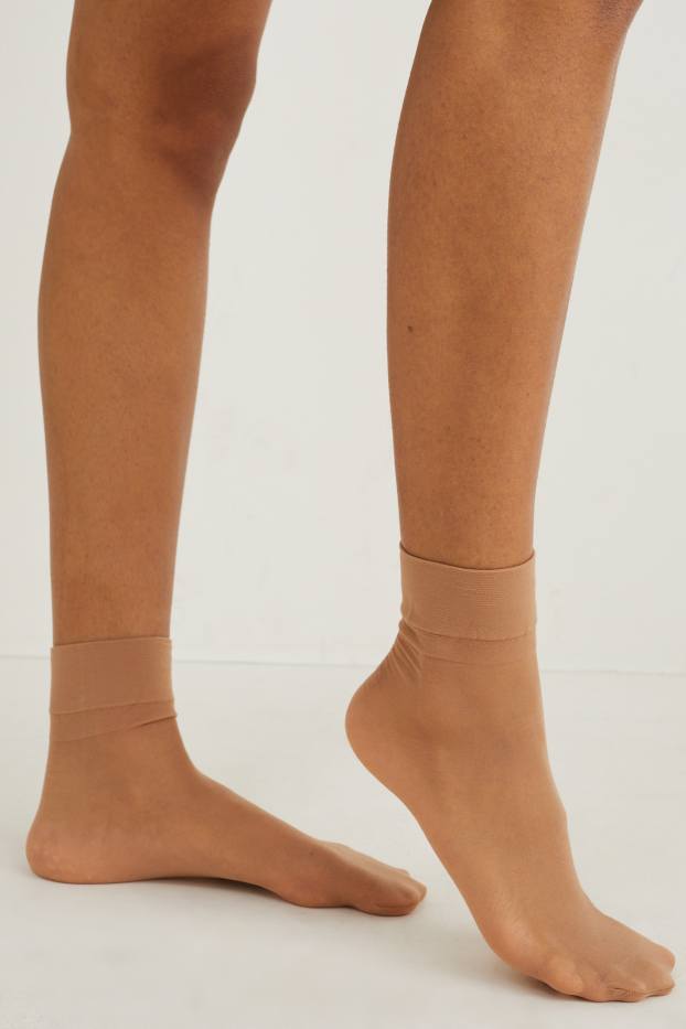 Damen - Multipack 3er - Feinsöckchen - LYCRA® - 20 DEN - braun