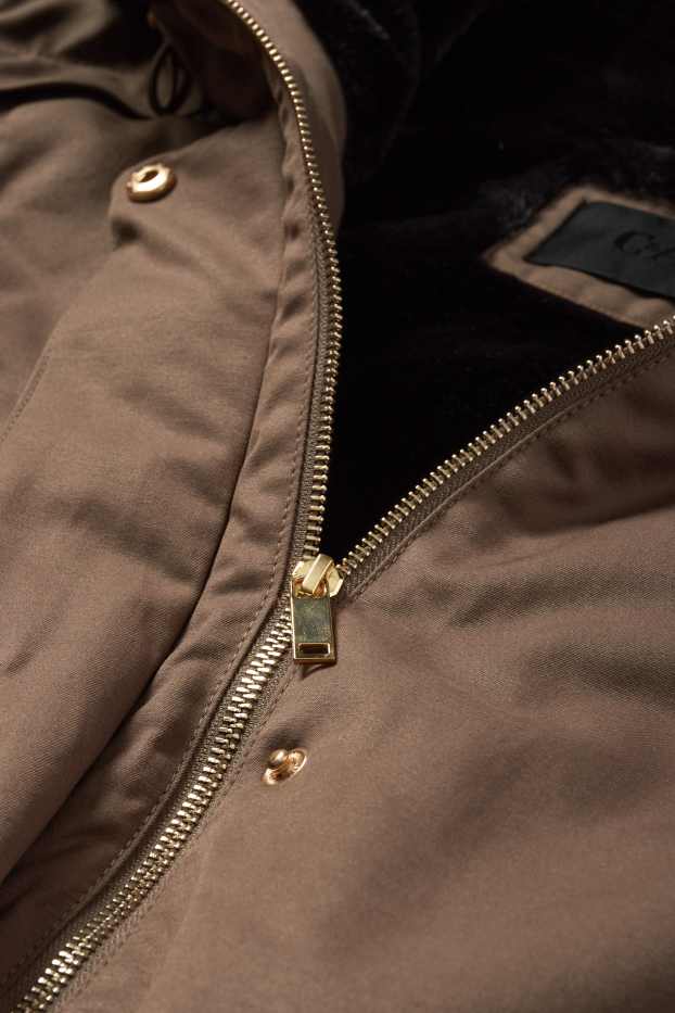 Damen - Parka mit Kapuze - hellbraun