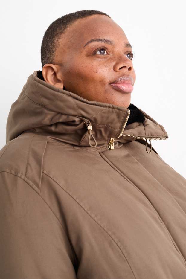 Damen - Parka mit Kapuze - hellbraun