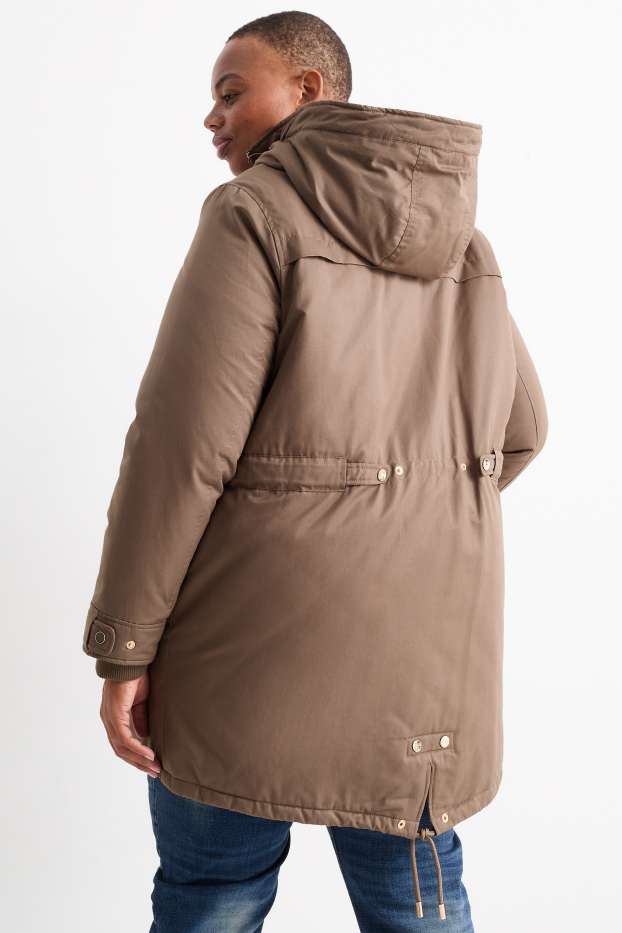 Damen - Parka mit Kapuze - hellbraun