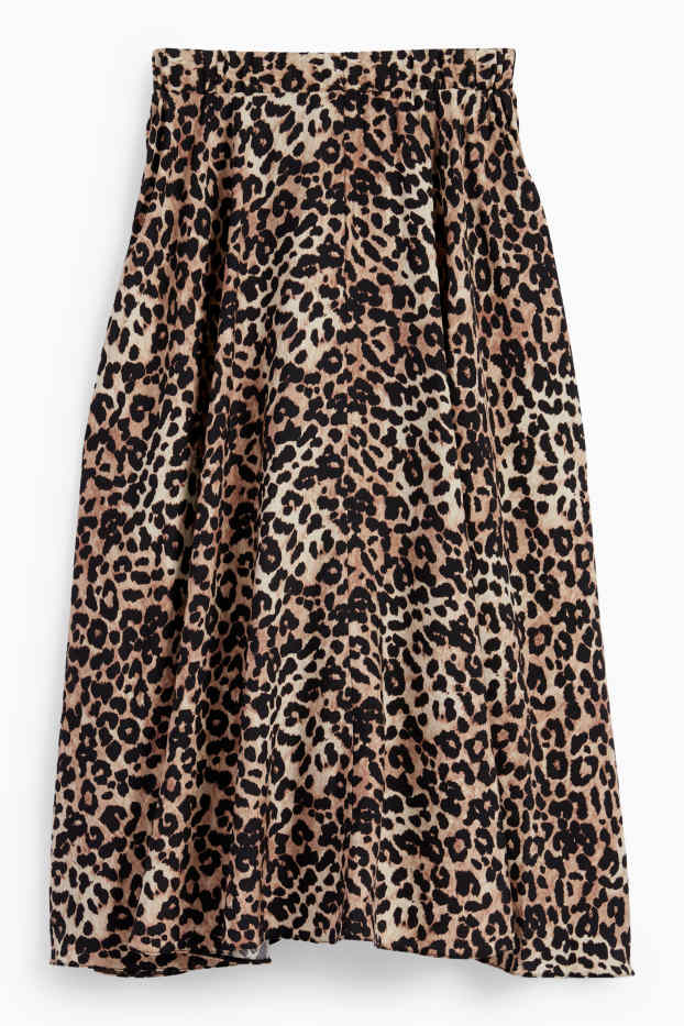 Damen - Rock - Leo-Print - beige / braun