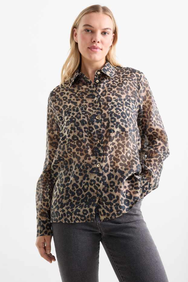 Femmes - Chemisier - imprimé léopard - beige / marron