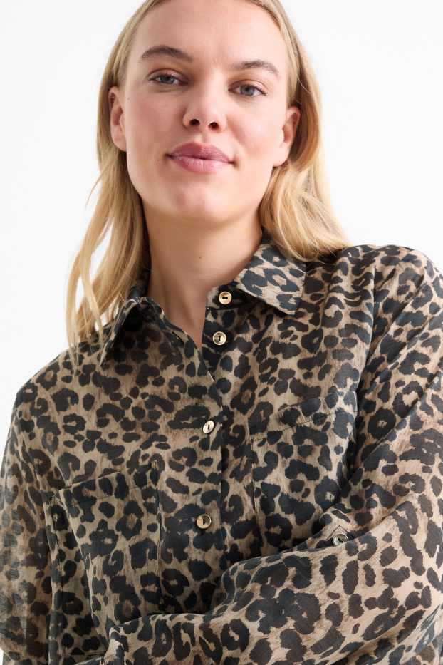 Femmes - Chemisier - imprimé léopard - beige / marron