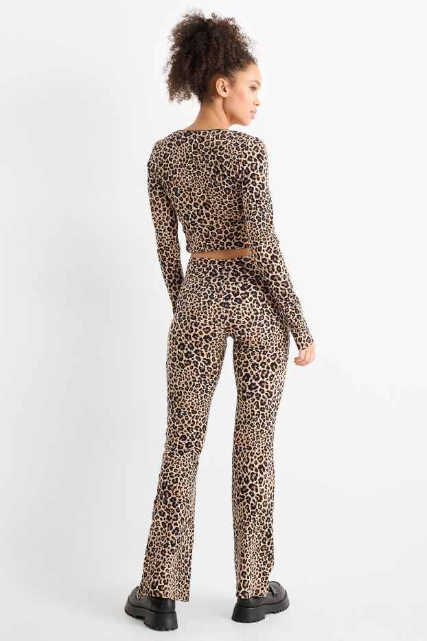 Femmes - Leggings de coupe évasée - imprimé léopard - beige / marron