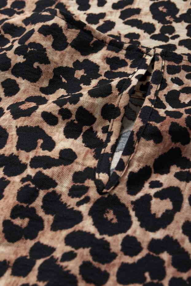 Donna - Vestito svasato - stampa leopardata - beige / marrone