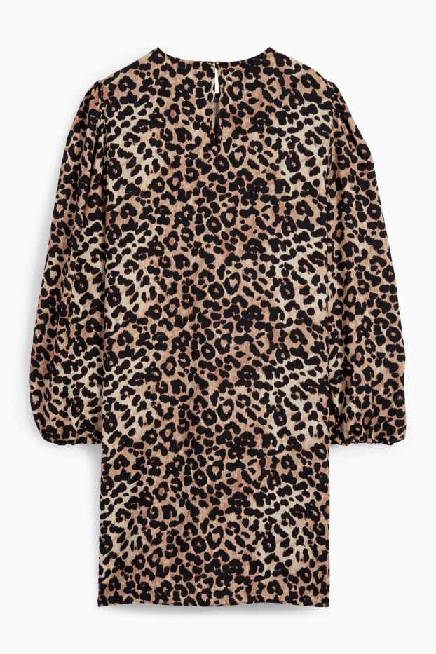 Donna - Vestito svasato - stampa leopardata - beige / marrone