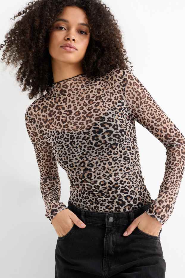 Damen - Body - Leo-Print - hellbraun