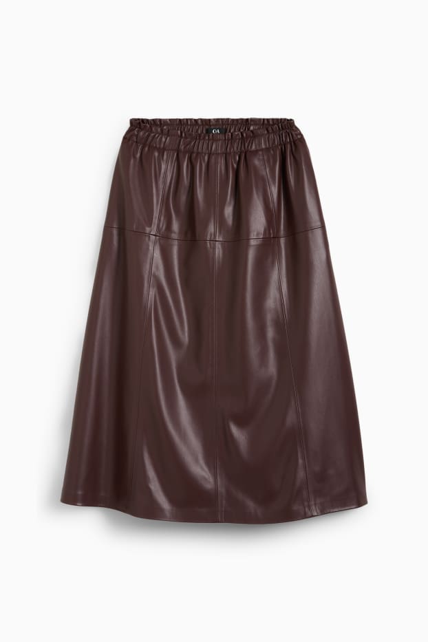 Donna - Gonna - similpelle - marrone scuro