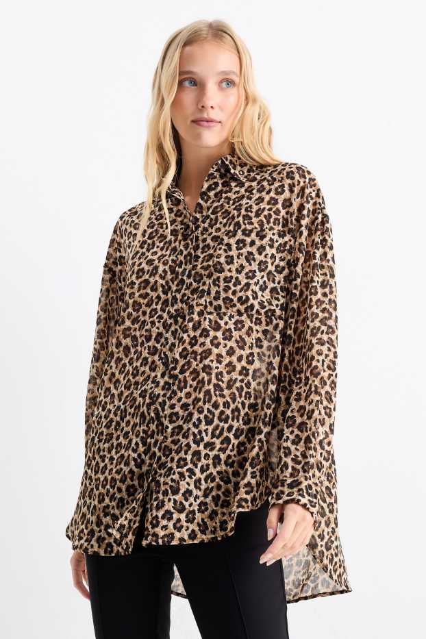 Dona - Brusa - estampat de lleopard - beix/marró
