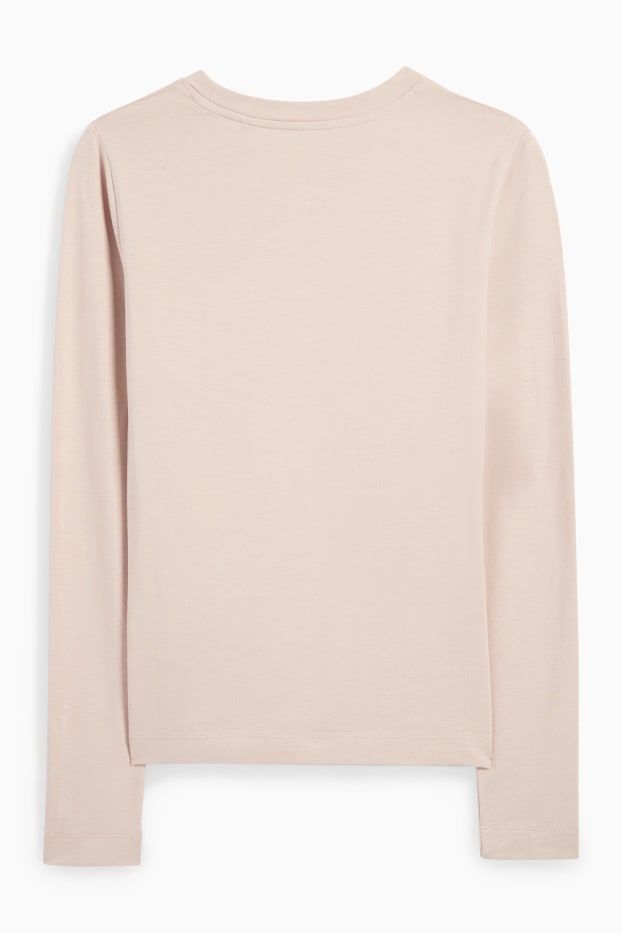 Damen - Basic-Langarmshirt - hellbeige