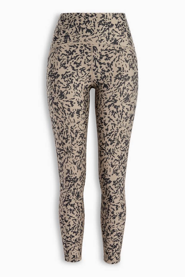Women - Active leggings - 4 Way Stretch - patterned - UV protection - black / beige