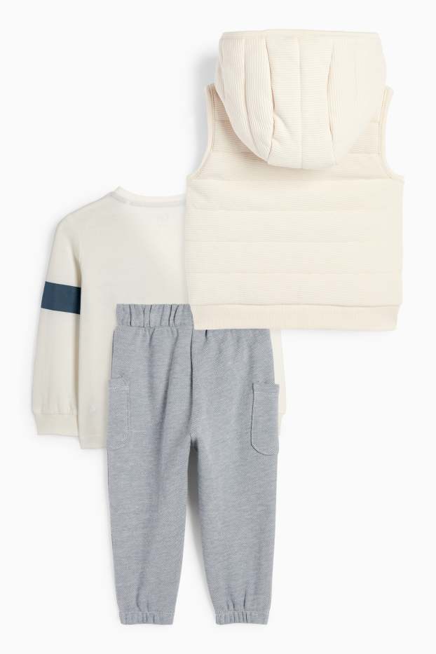 Miminka - chlapci - Motiv pandy a tygra - outfit pro miminka - 3dílný - šedá-žíhaná