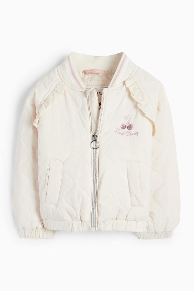Kinderen: meisjes - Kersen - gewatteerde blouson - crème wit