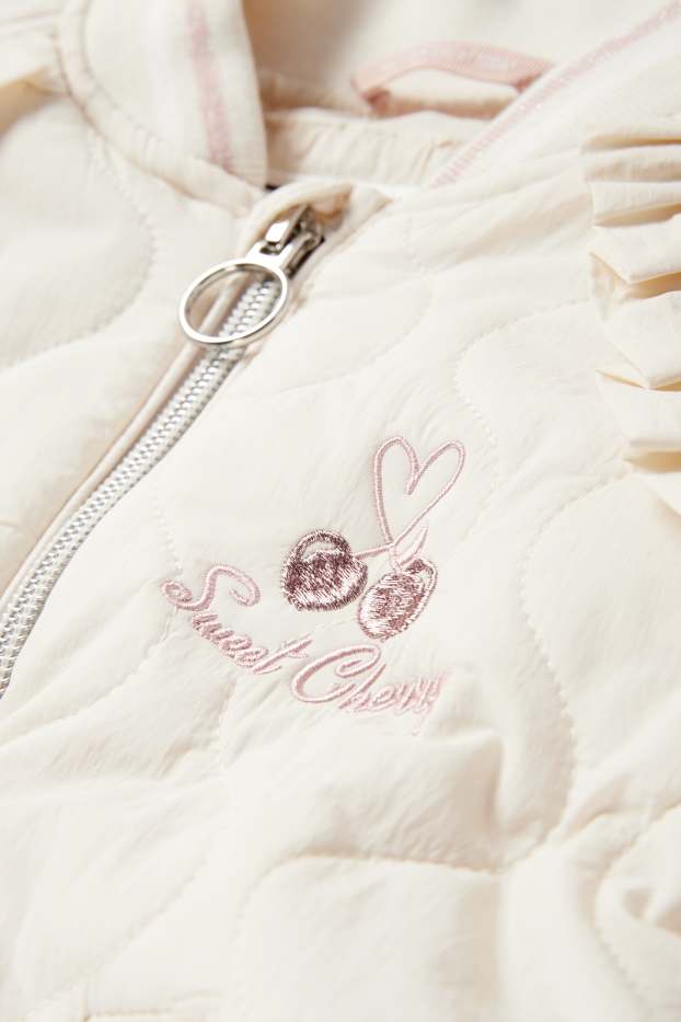 Kinderen: meisjes - Kersen - gewatteerde blouson - crème wit