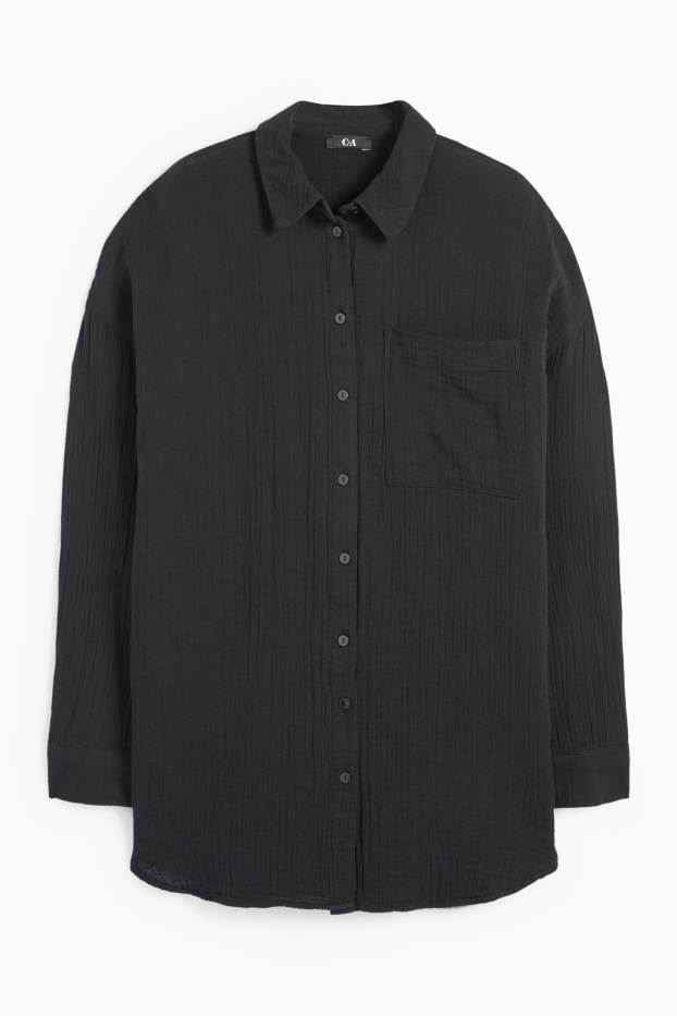 Damen - Musselin-Bluse - schwarz