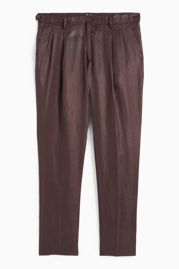 Bărbați - Pantaloni modulari din in - regular fit - maro închis