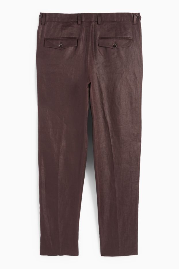 Bărbați - Pantaloni modulari din in - regular fit - maro închis
