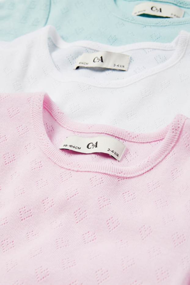 Kinder Mädchen - Multipack 3er - Herz - Unterziehshirt - rosa