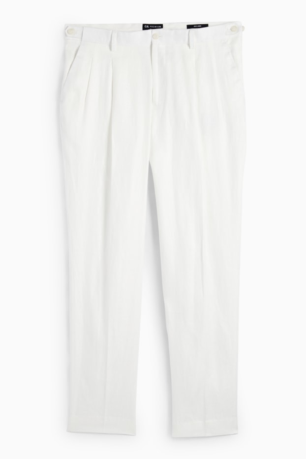 Bărbați - Pantaloni modulari din in - regular fit - alb