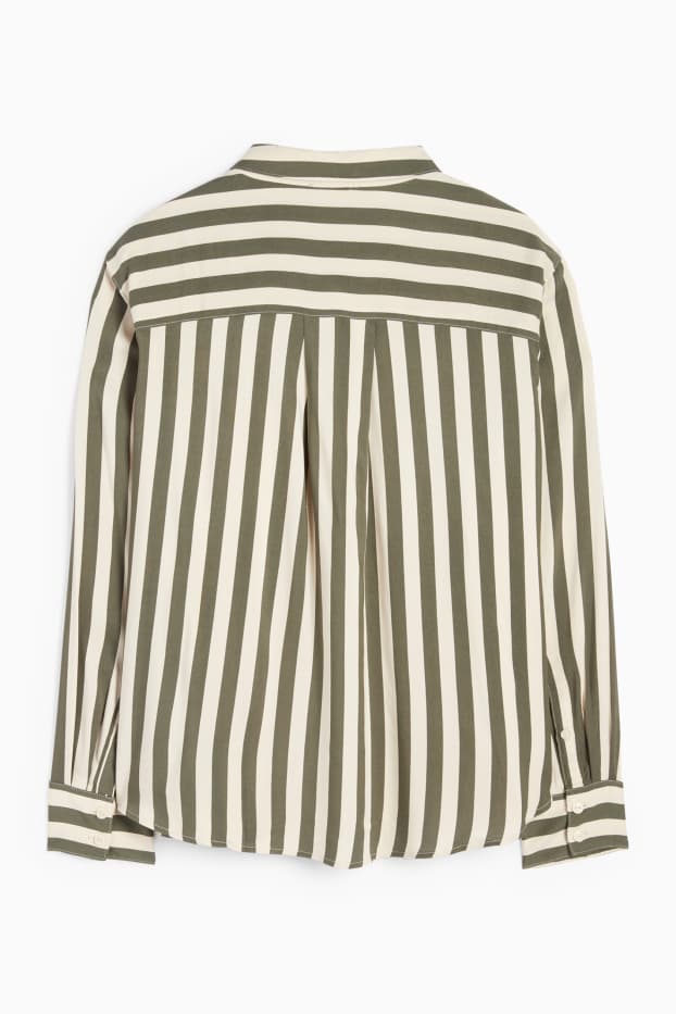 Damen - Bluse - gestreift - beige / grün