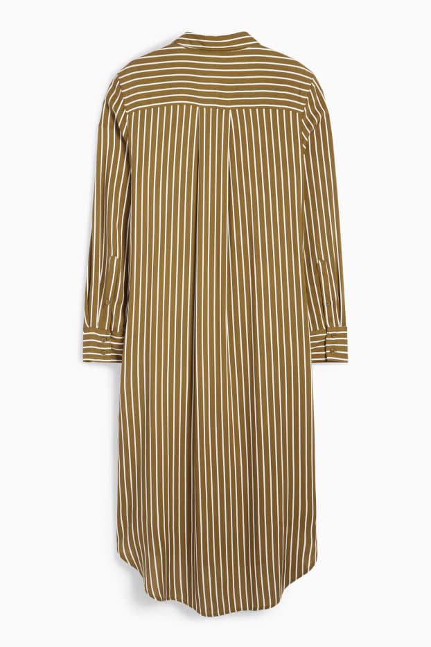 Women - Viscose shirt dress - striped - green