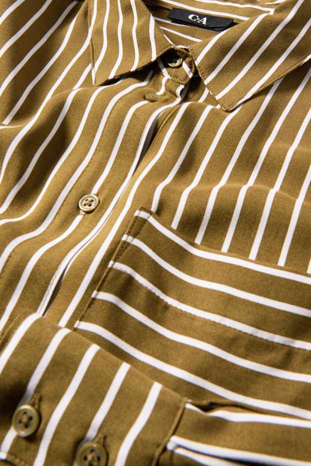 Women - Viscose shirt dress - striped - green