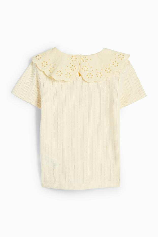 Niños: niñas - Flores - camiseta de manga corta - amarillo claro