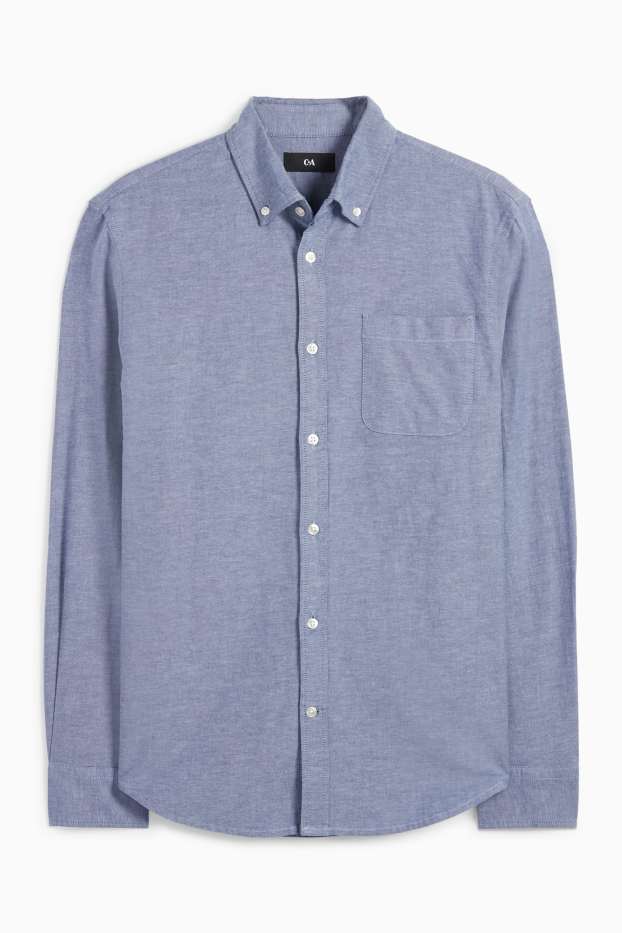 Home - Camisa - regular fit - button-down - blau fosc