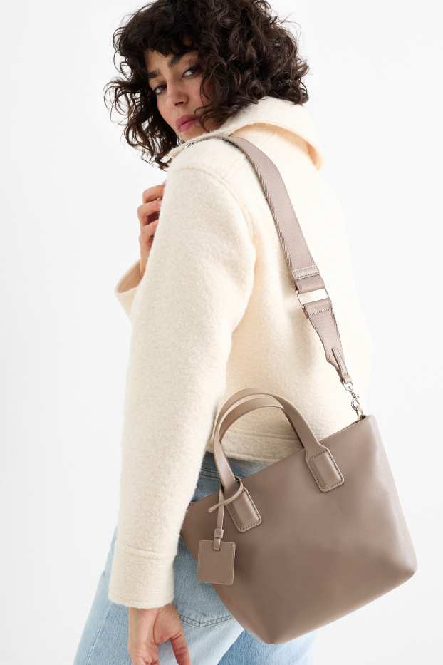 Damen - Tasche mit abnehmbarem Taschengurt - Lederimitat - hellbraun