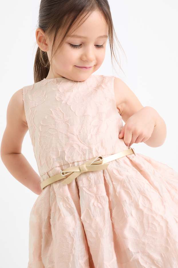 Enfants filles - Robe à ceinture - à fleurs - rose
