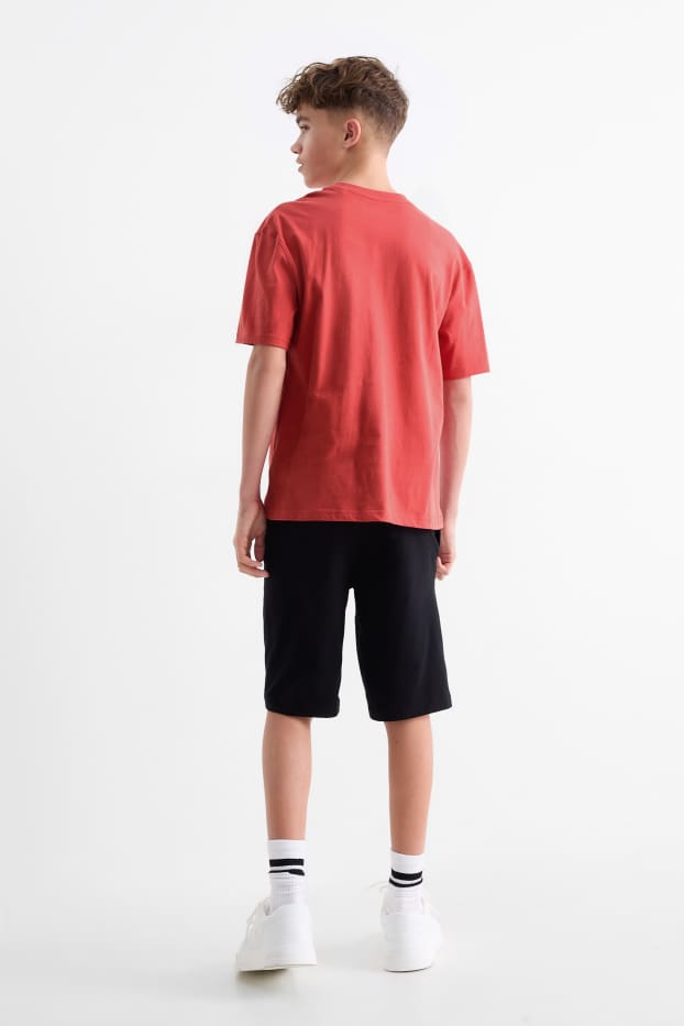 Bambini - Set - t-shirt e shorts - 2 pezzi - basket - rosso