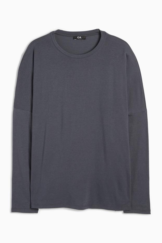 Damen - Basic-Langarmshirt - dunkelgrau