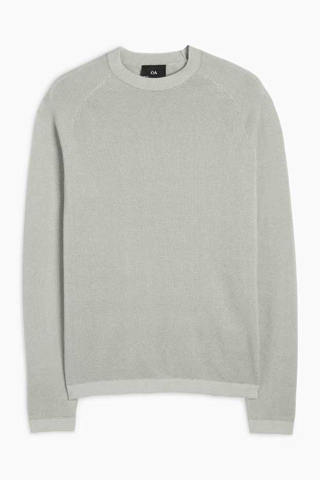 Hommes - Pull - texturé - vert menthe