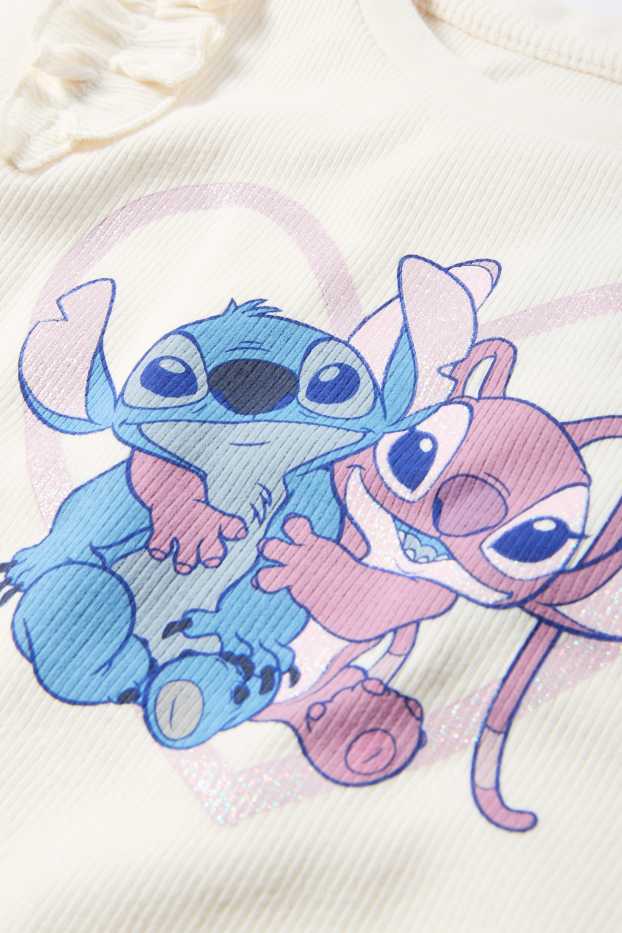 Copii - Fete - Lilo & Stitch - tricou cu mânecă lungă - reiat - alb-crem